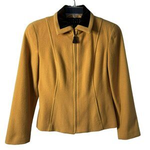 Finity Studio Womens Vtg Apricot Wool Cashmere Velvet Zip Front Jacket Sz 8